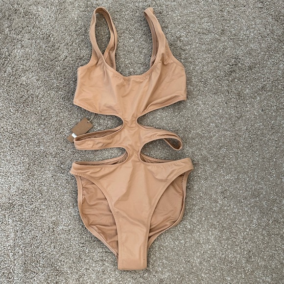 NWT SKIMS Ochre Tan Swim Tank Cut Out Monokini Size Small - Picture 3 of 8